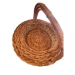 Artisan Crafted Round Wicker Storage Basket with Handle